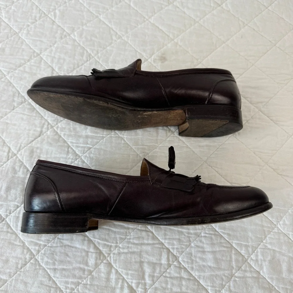 Nordstrom‎ Rolando Mens 10.5 D Burgundy Leather Tassel Kiltie Loafers Italy Flex